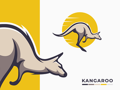 THE KANGAROO animal cartoon character esport illustration jumping kangaroo logo logo design mascot running sun vector