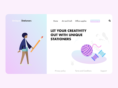 Unique Stationers Website design ui ux vector website design