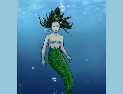 Lost mermaid aesthetic art digital art digital drawing drawing fantasy fantasy creature illustration illustrator ilustración mermaid sea underwater