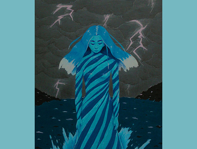A beautiful storm aesthetic art drawing fantasy illustration illustrator ilustración traditional art traditional drawing traditional illustration water woman
