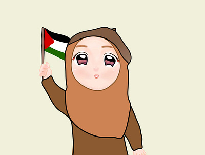 Little Girl Support Palestine animation design digital illustration digital painting digitalart drawing illustration illustrator vector