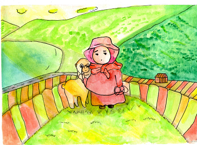 little girl in the garden animation digital illustration digital painting digitalart drawing watercolor