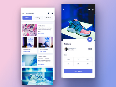 Argon PRO React Native android app articles card design ios mobile design mobile ui product page react native screens shoe tag design tags
