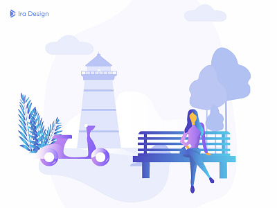 IRA Design bank design draw free freebie gradient illustration illustrator motorcycle nature sketch tower ui kit vector wait web design women