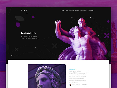 Material Kit Ghost article blog dailyui design free freebie freebies gradient kit landing landing page material design material ui profile responsive statue web design