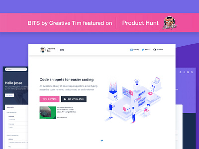 BITS by Creative Tim bits bootstrap cards code design development elements free freebies open open source product hunt responsive snippet snippets ui web design