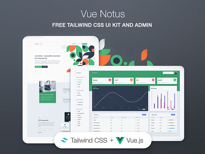 Vue Notus chart code dashboard development free freebie gradient kit landing page pattern profile page responsive tailwind tailwindcss ui ui kit vue vuejs web design widget