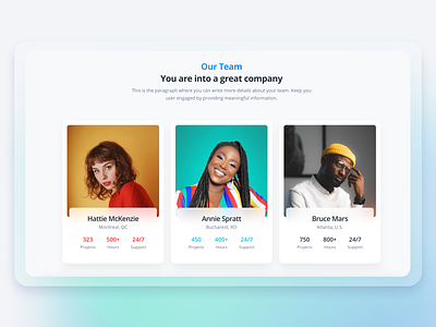 Soft UI Design System PRO - Team author block bootstrap card code company components dailyui design design system example glassmorphism gradient kit people profile projects team typography web design