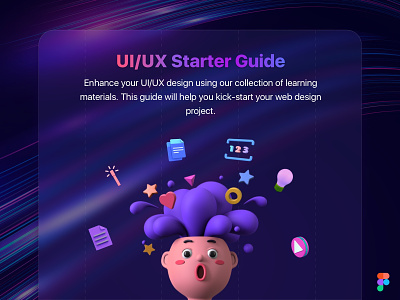 UI/UX Starter Guide 3dillustration community education figma free freebie guide howto learn learning lessons starter student teacher tips tricks typography ui ux webdesign