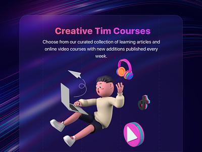 Creative Tim Courses 3d article bootstrap code courses dashboard education free gradient instagram learn playground resources tailwind tiktok tips tutorial uiux webdesign