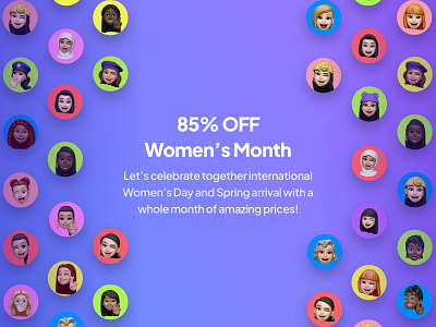 🎁 Women's Month 3d apple campaign discount gradient international memoji offer spring women