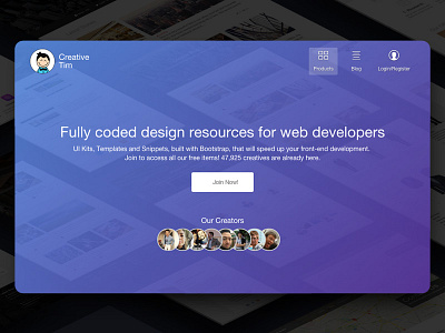 Creative Tim Landing Page bootstrap creators gradient landing page templates ui kits