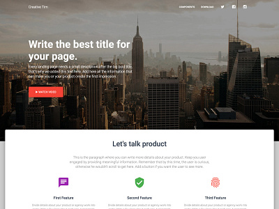 Material Design Landing Page