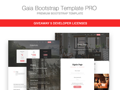 Gaia Bootstrap Template PRO - Giveaway bootstrap page bootstrap template fully coded giveaway responsive template template