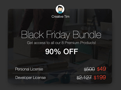 Black Friday Bundle 2016 big bundle black friday bootstrap creative tim css html premium products web design