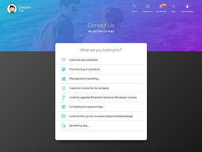 Contact Us Page bootstrap contact us creative tim design trends gradients page support page