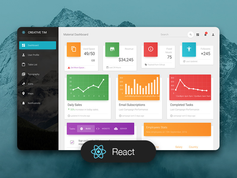 material dashboard pro react