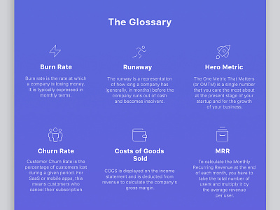 Infographic - The Glossary dashboard glossary icon icons infographic metrics stages startup