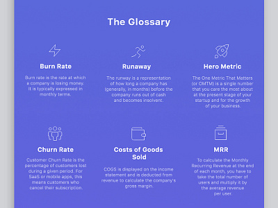 Infographic - The Glossary dashboard glossary icon icons infographic metrics stages startup