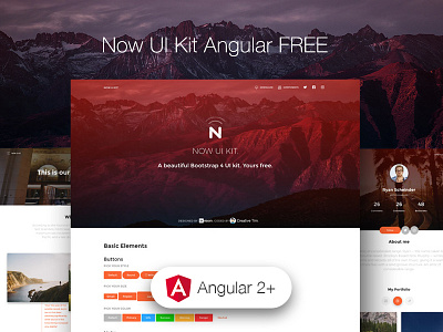 Now UI Kit Angular FREE ❤️ angular angular 5 bootstrap 4 buttons components examples free kit plugin ui ux web design