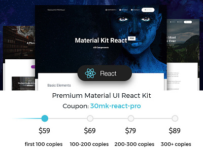 Material Kit PRO React ❤️ bootstrap 4 components kit material design material kit premium product react ui ux