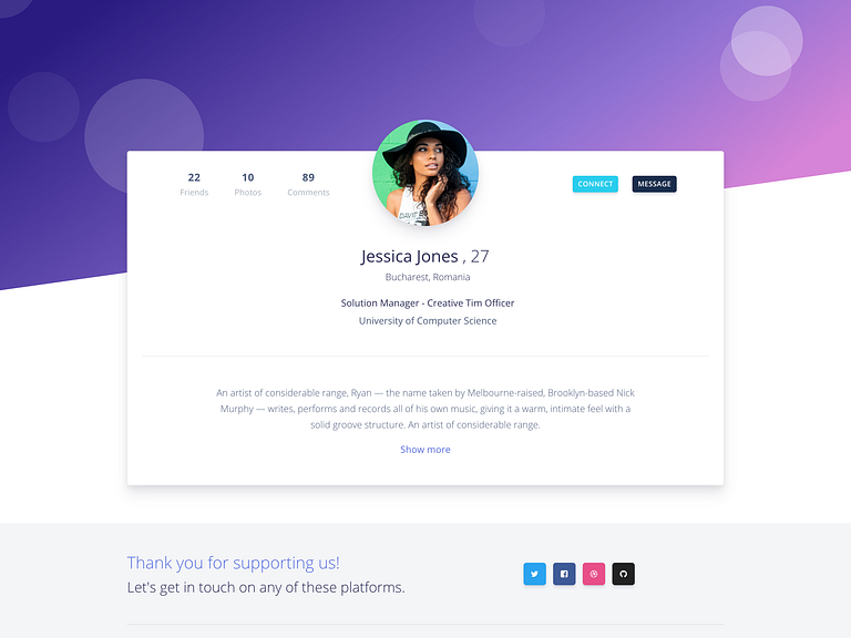 Profile Page by Creative Tim on Dribbble