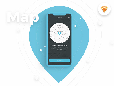 Paper UI Mobile Kit ecommerce free map mobile onboarding screen sketch