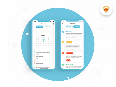 Paper UI Mobile Kit calendar event free mobile app sketch time line