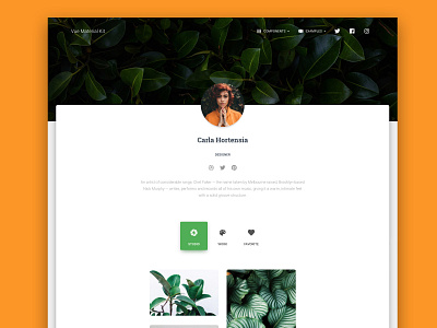 Vue Material Kit Free 🌿 bootstrap 4 free leaves material design orange profile profile design ui kit