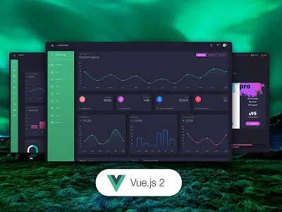 Vue Black Dashboard Pro bootstrap 4 chart dashboard design gradient green price table side bar typography vue.js