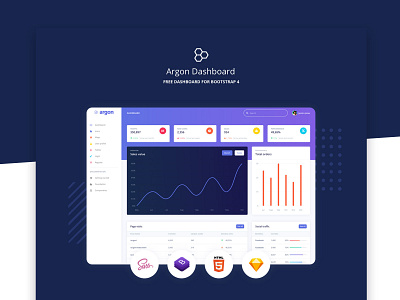 Argon Dashboard Free bootstrap 4 chars dashboad design free html 5 presentation design sass sketch typography