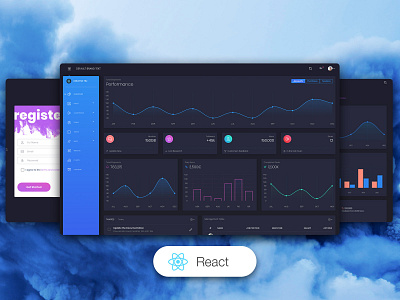 Black Dashboard PRO React admin design bootstrap 4 button design charts dark design dashboard gradient react.js register form side bar