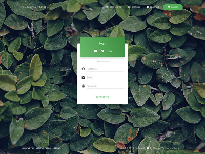 Vue Material Kit PRO bootstrap 4 green header design icon input kit leaves login login page premium social vue.js