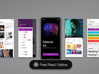 Material Kit React Native Free android app cards design free ios kit mobile profile page react native react.js typographic design ui ux