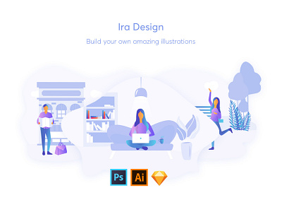 IRA Design background character customizable free gradient illustration object sketch