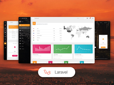 Material Dashboard Pro Laravel admin design admin template bootstrap 4 chart dashboard laravel map material design orange responsive side bar table