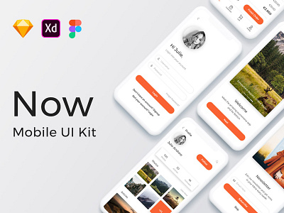 Now Mobile UI Kit design ecommerce app figma inputs mobile app newsletters onboarding profile page screen design sketch uiue xd