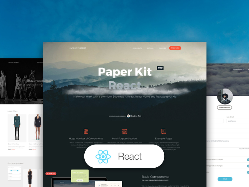 Paper Kit PRO React bootstrap 4 ecommerce design icons profile page react reactjs responsive typography ui kit web design