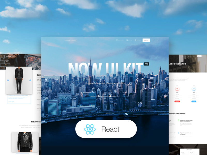 Now UI Kit Pro React bootstrap 4 buttons components design ecommerce app example page kit pricing page react reactjs sections typography ui kit web design