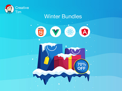 Winter Bundles ❄️ angularjs bootstrap 4 campaign dashboard development gift gift box html illustration illustrator offer react responsive snow vuejs web design winter