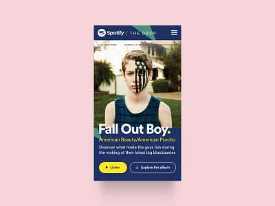 Spotify | The Drop (Pitch) – Album Detail album artist content drops fall out boy listen microsite mobile music spotify