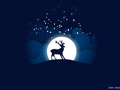 Reindeer Illuminated with Moonlight