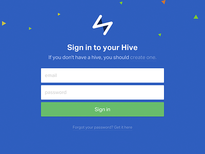Hive Login button color form login signin startup ui