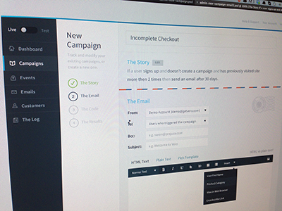 New Campaign Step2 admin editor email flat form mail sidebar ui