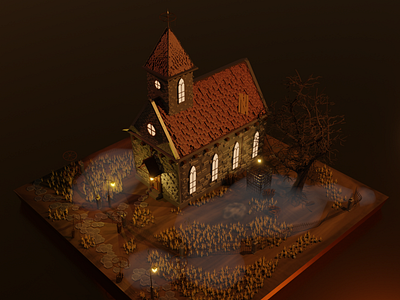 Shelter of Vampire Hunters 3d art blender3d hand drawn illustration lowpoly lowpolyart