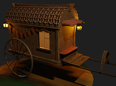 Nomad's wagon 3d art blender3d design hand drawn illustration lowpoly lowpolyart