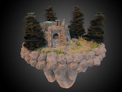 Tower Ruins 3d art blender3d illustration lowpoly