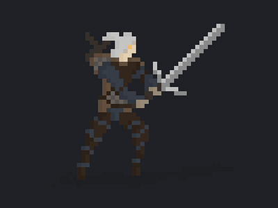 Geralt of Rivia art design geralt illustration knight medieval pixel art sword witcher