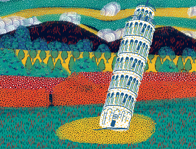 Leaning Tower of Pisa animation illustration music video