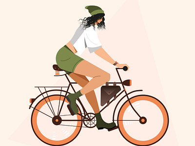 Girl cyclist bike cyclist girl green illus illustration paint ridingbike stronggirl vector